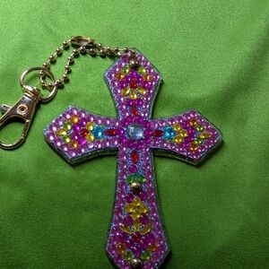 5 For $10 Colorful Crystal Cross Keychain